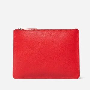 Everlane The Leather Zip Pouch Clutch Red